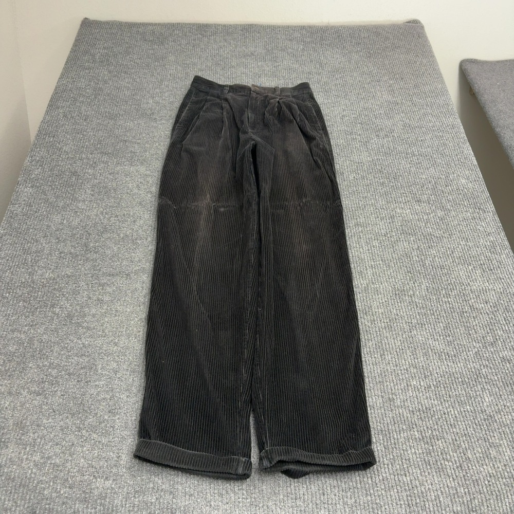 Vintage Eddie Bauer Pants Womens 10 Black Cotton Pleated Wide Leg Gorpcore